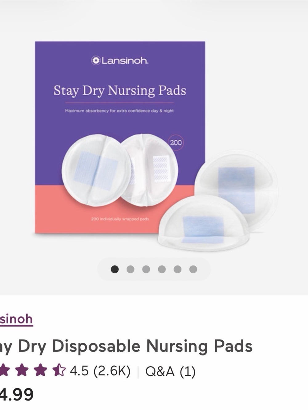 NEW Lansinoh Stay Dry Nursing Pads - Purple & Coral Box, White Pads